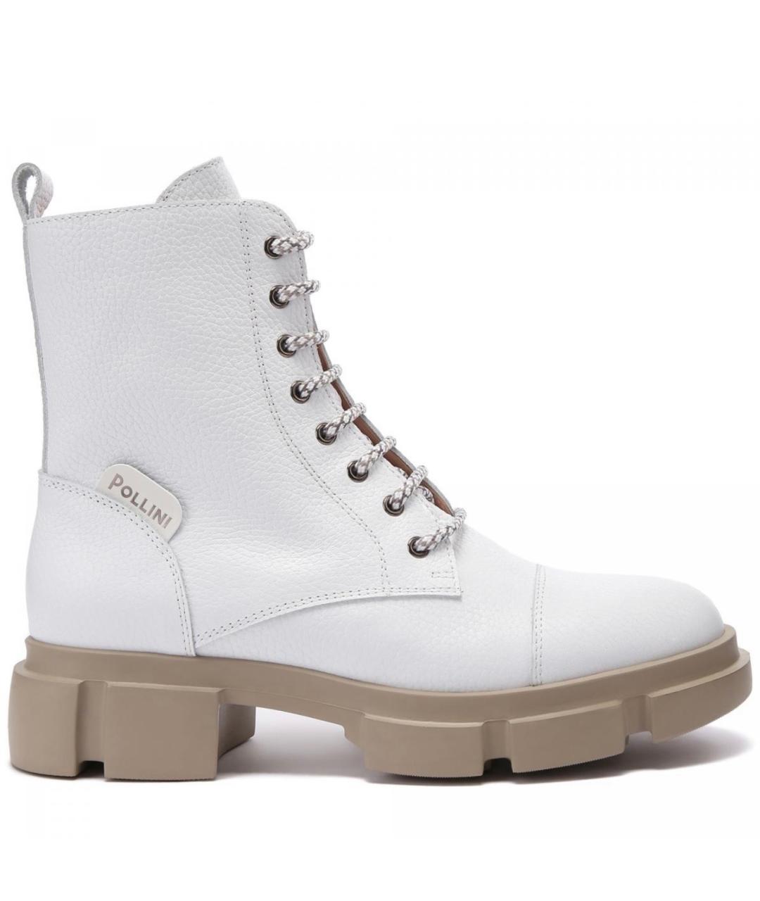 POLLINI Белые кожаные ботинки, фото 1