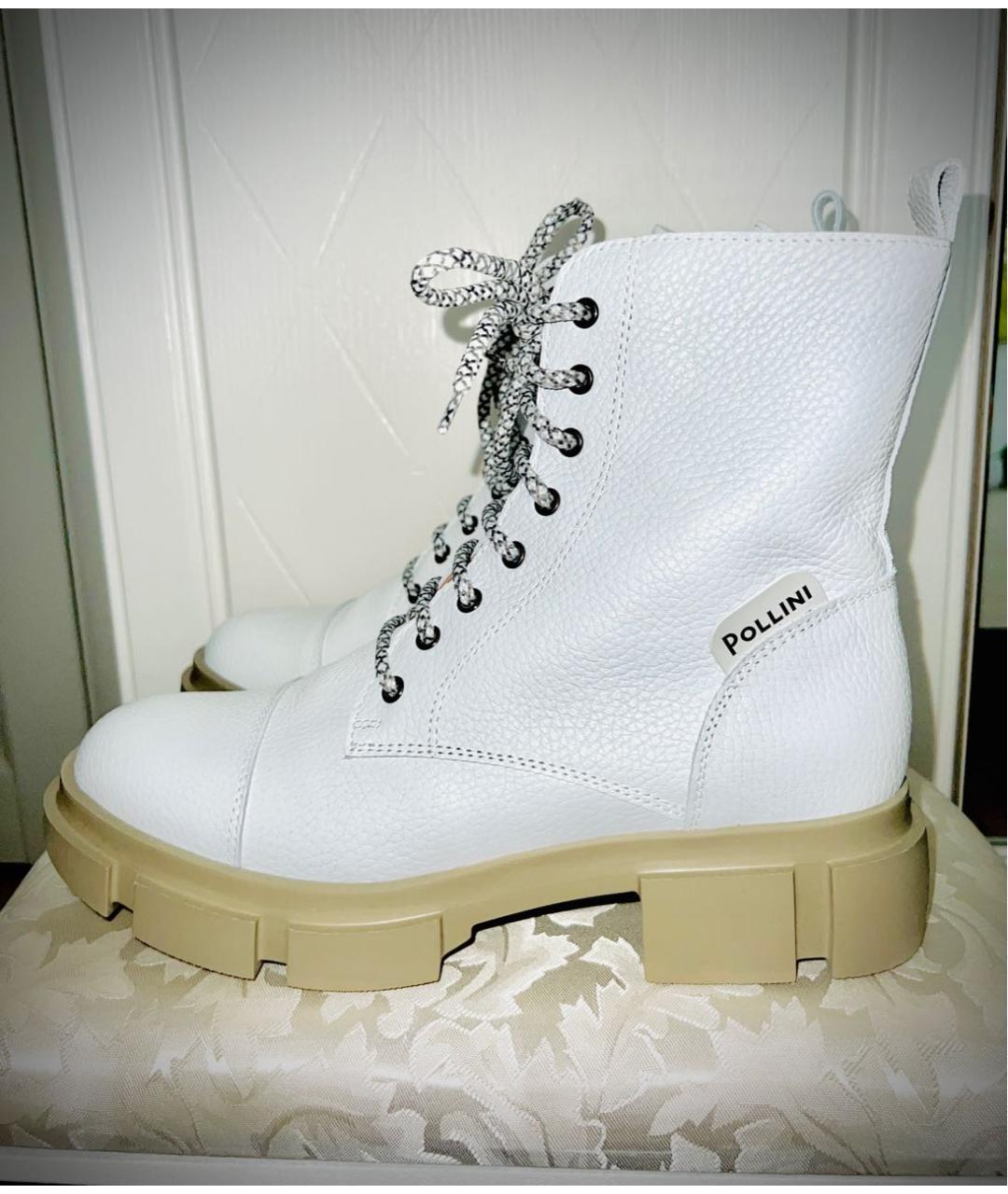 POLLINI Белые кожаные ботинки, фото 5