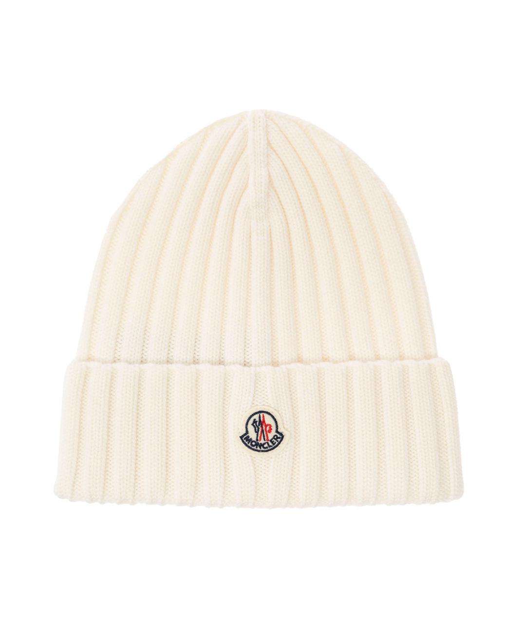 MONCLER Белая шерстяная шапка, фото 1