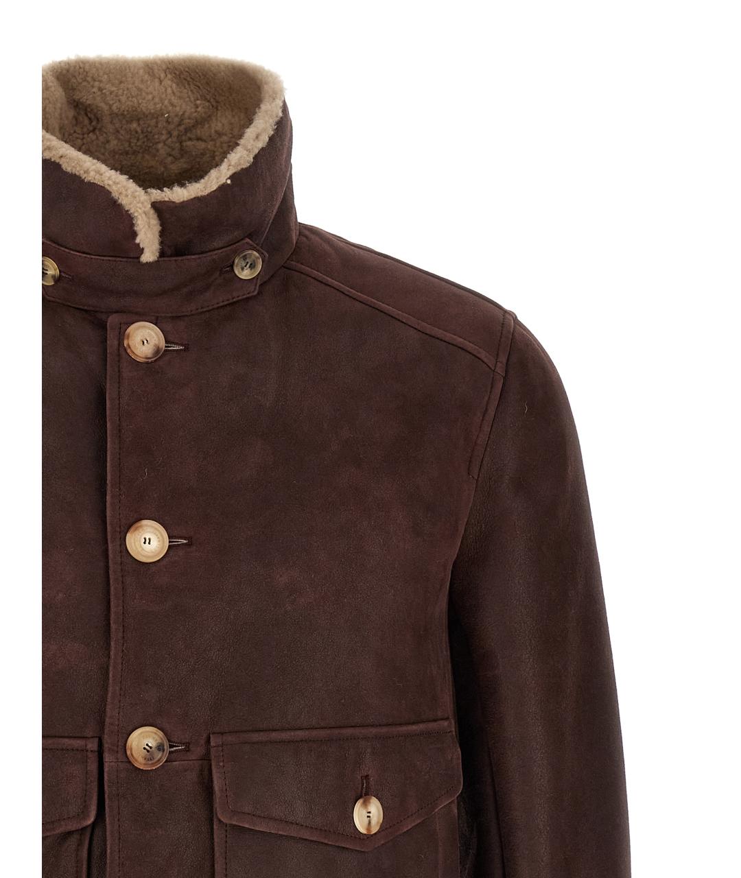 BRUNELLO CUCINELLI Коричневая кожаная куртка, фото 3