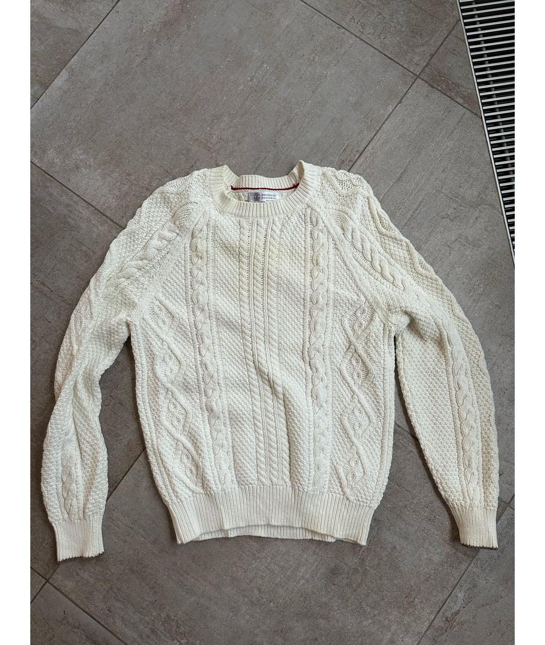 BRUNELLO CUCINELLI Бежевый хлопковый джемпер / свитер, фото 7