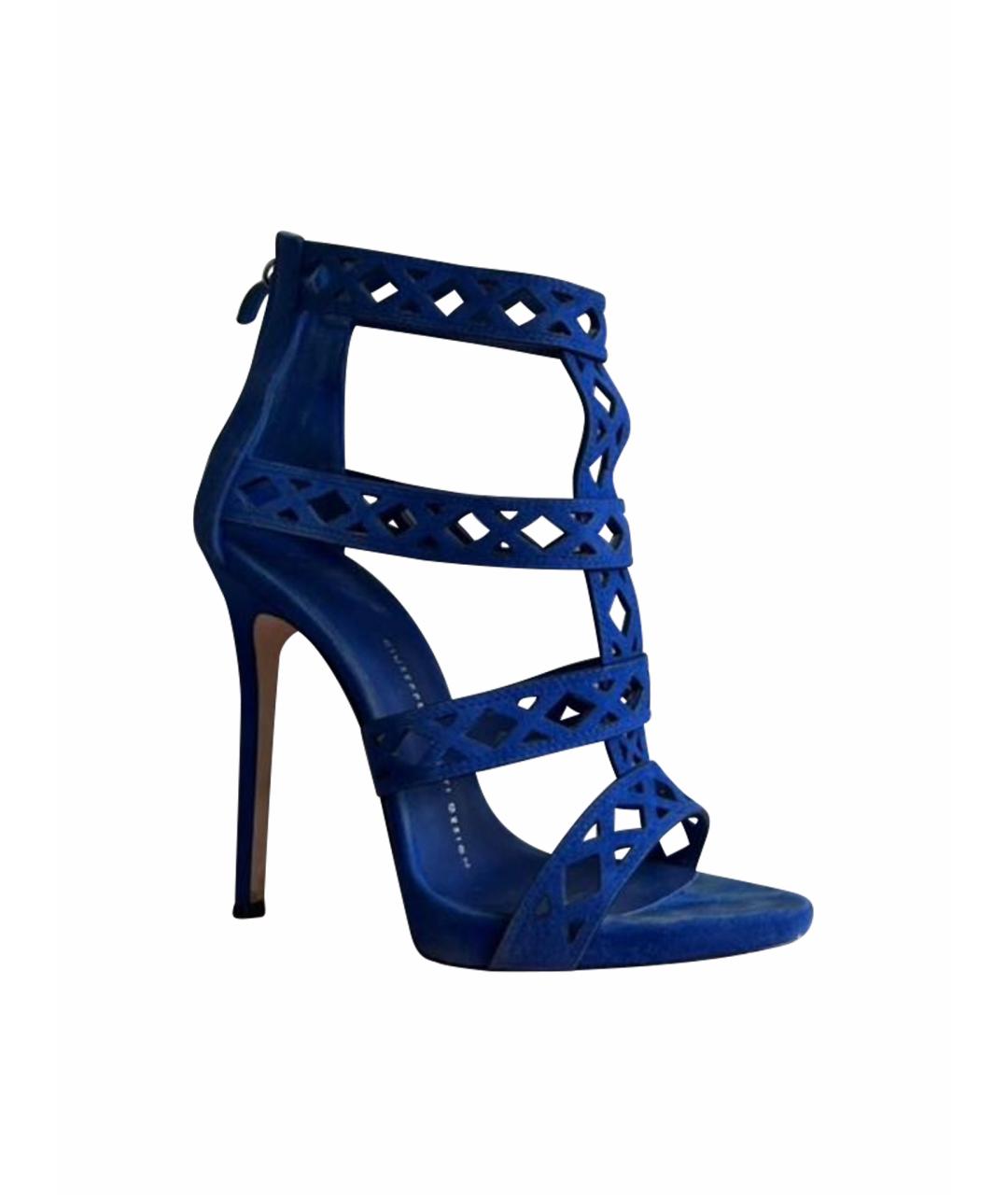 GIUSEPPE ZANOTTI DESIGN Синие замшевые босоножки, фото 1