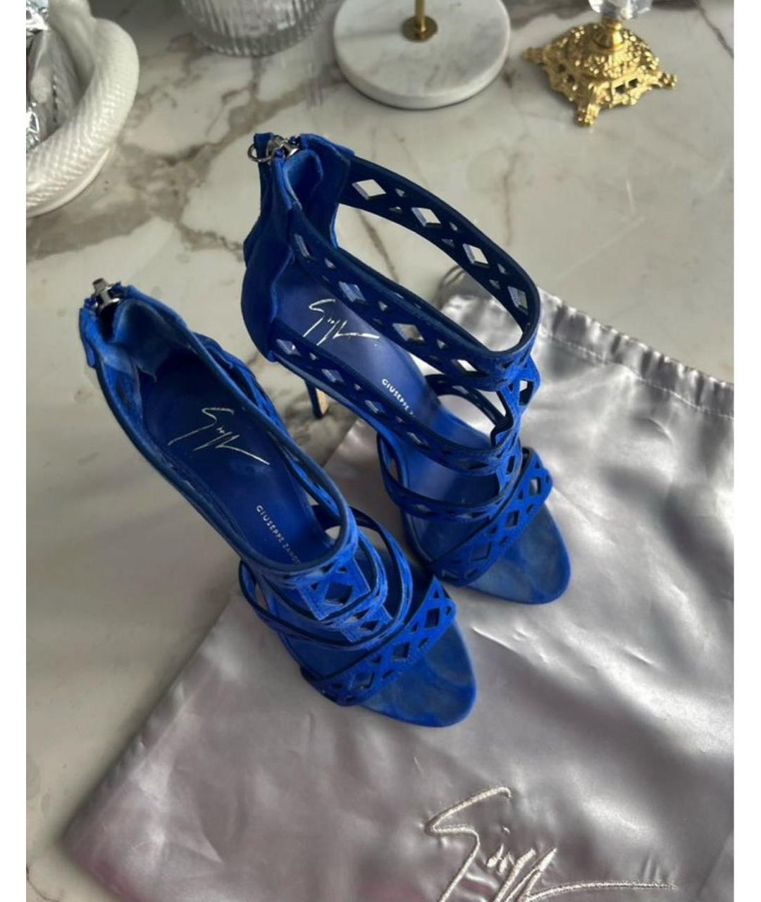 GIUSEPPE ZANOTTI DESIGN Синие замшевые босоножки, фото 2