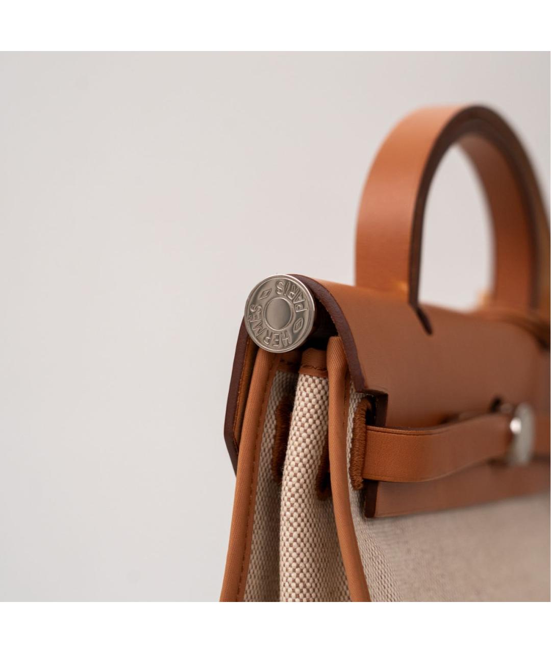 HERMES Коричневая кожаная сумка с короткими ручками, фото 4