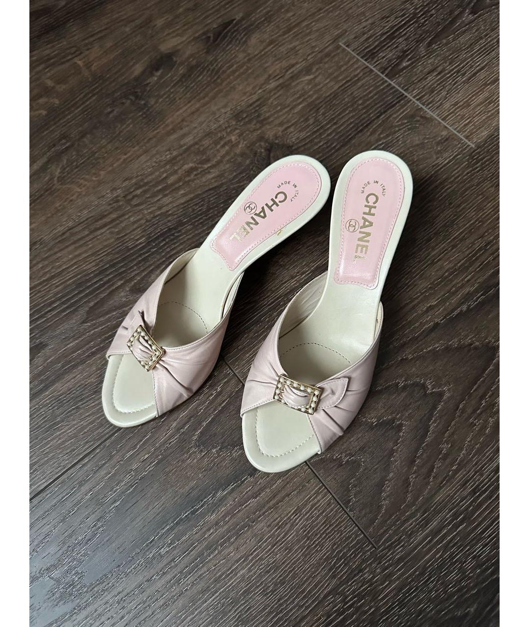 CHANEL Розовые кожаные мюли, фото 2