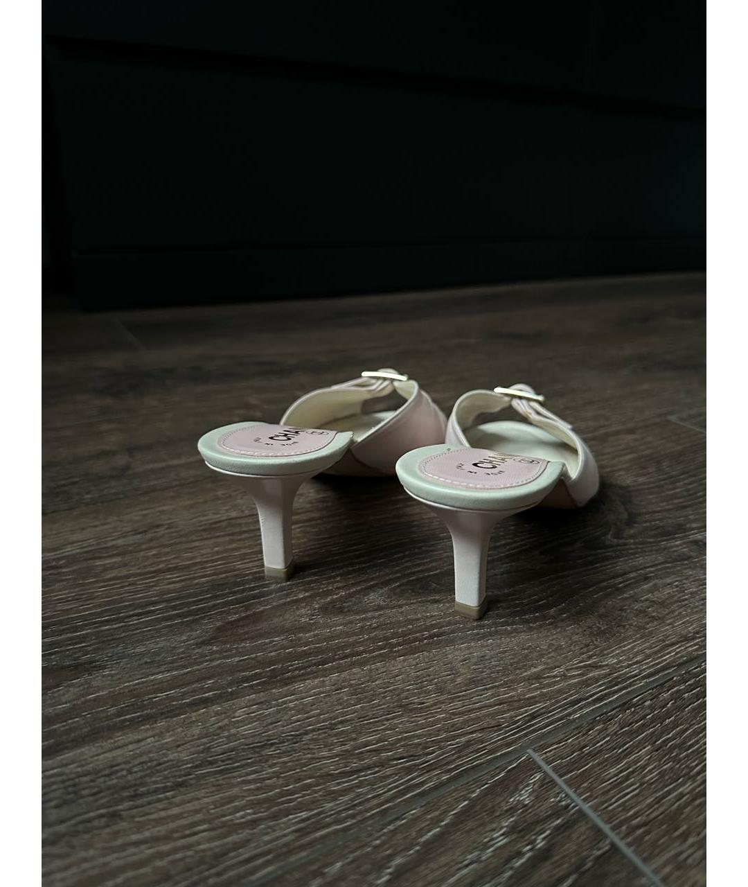 CHANEL Розовые кожаные мюли, фото 4