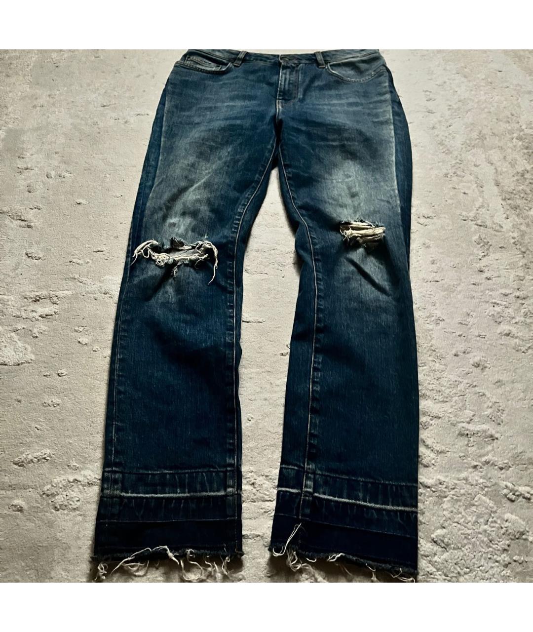 DOLCE&GABBANA Синие хлопко-эластановые джинсы слим, фото 2