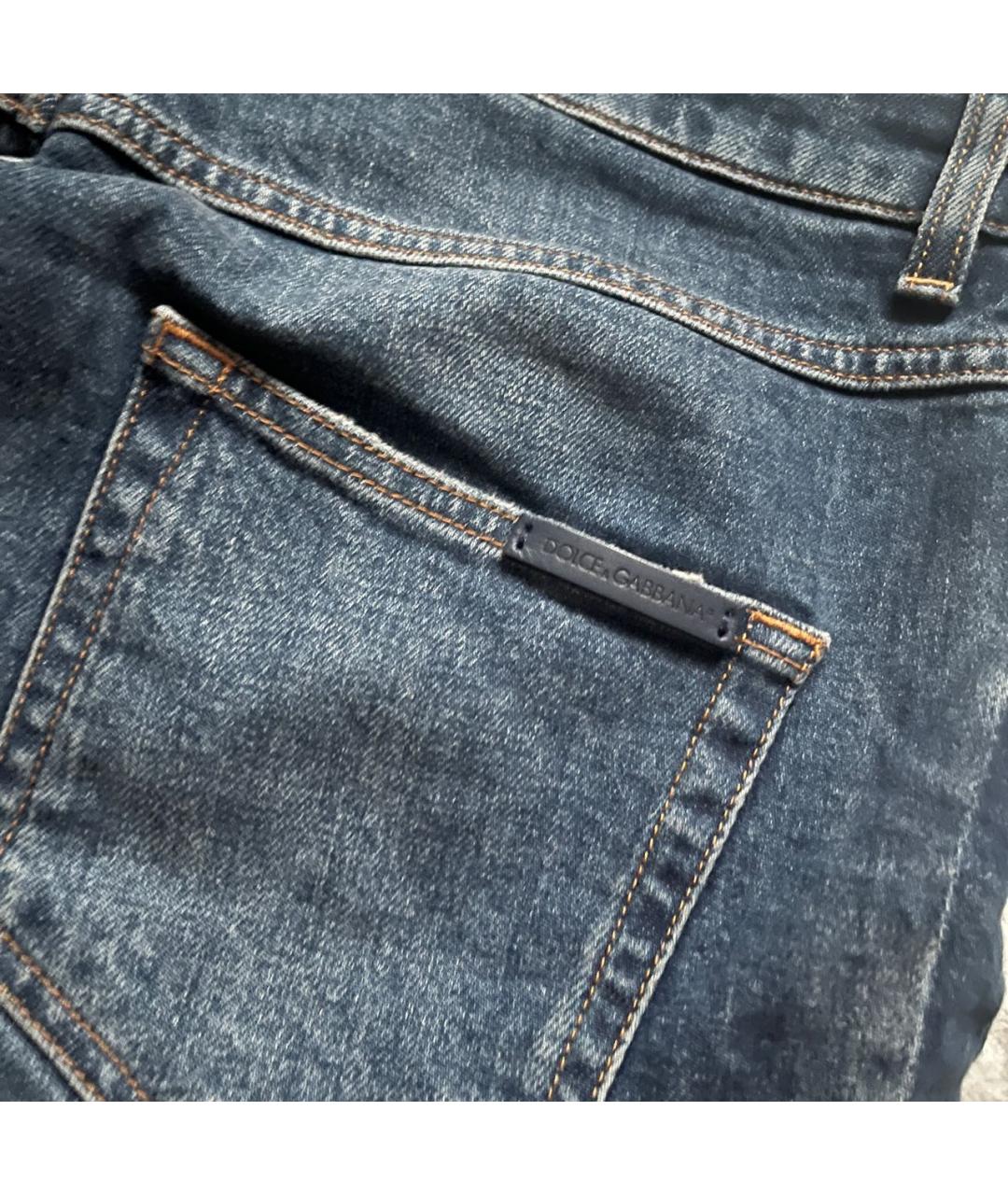 DOLCE&GABBANA Синие хлопко-эластановые джинсы слим, фото 8