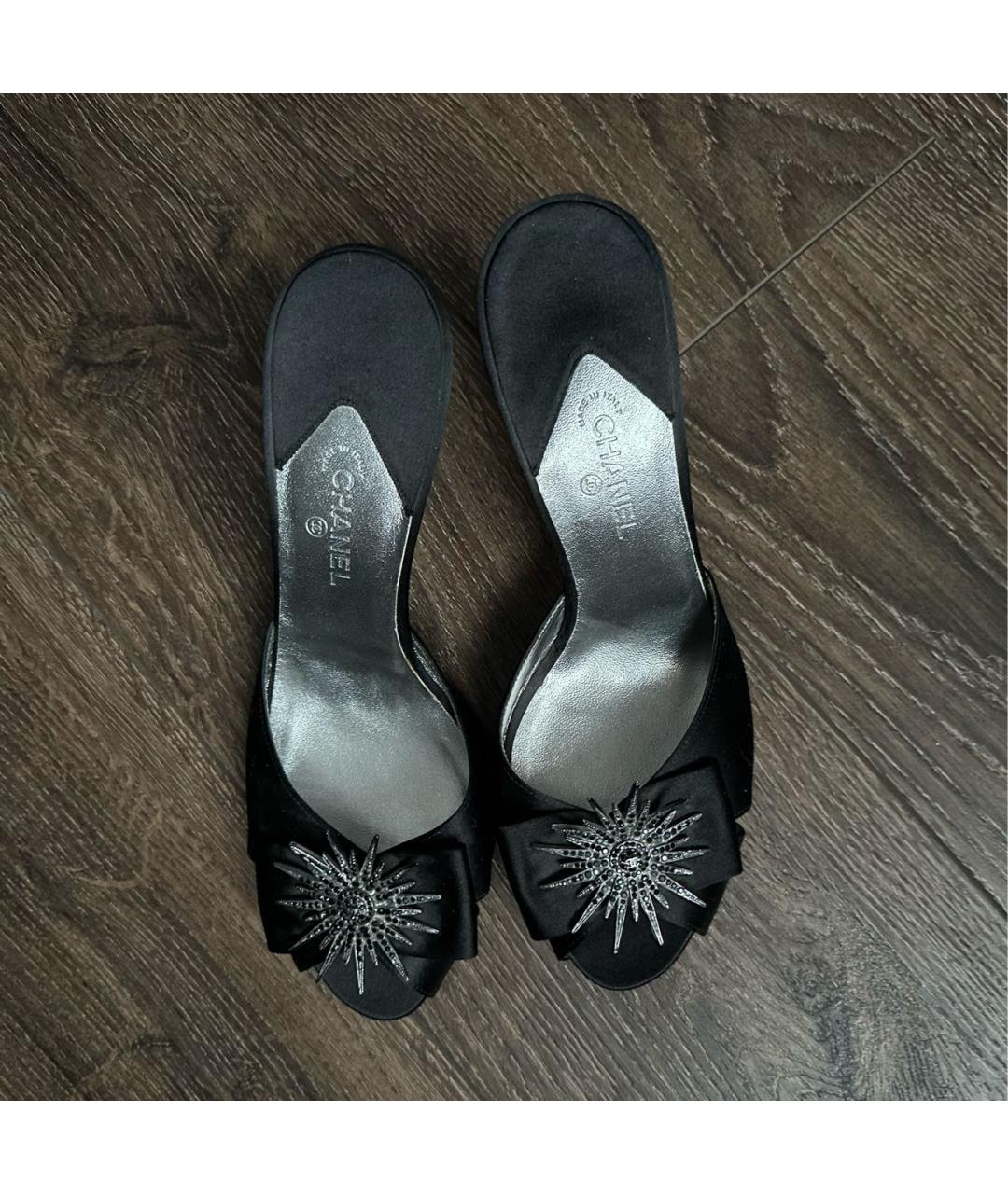 CHANEL Черные текстильные мюли, фото 2