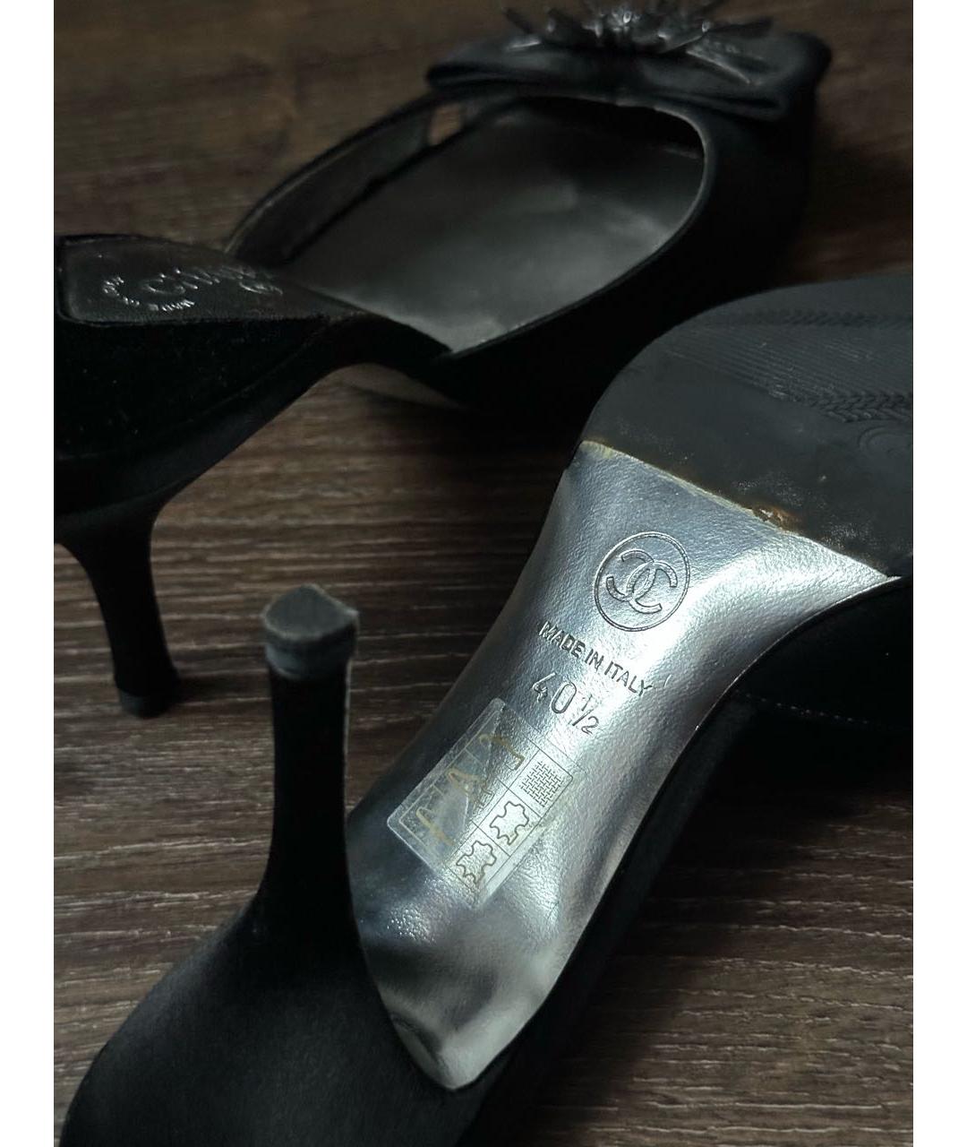 CHANEL Черные текстильные мюли, фото 5