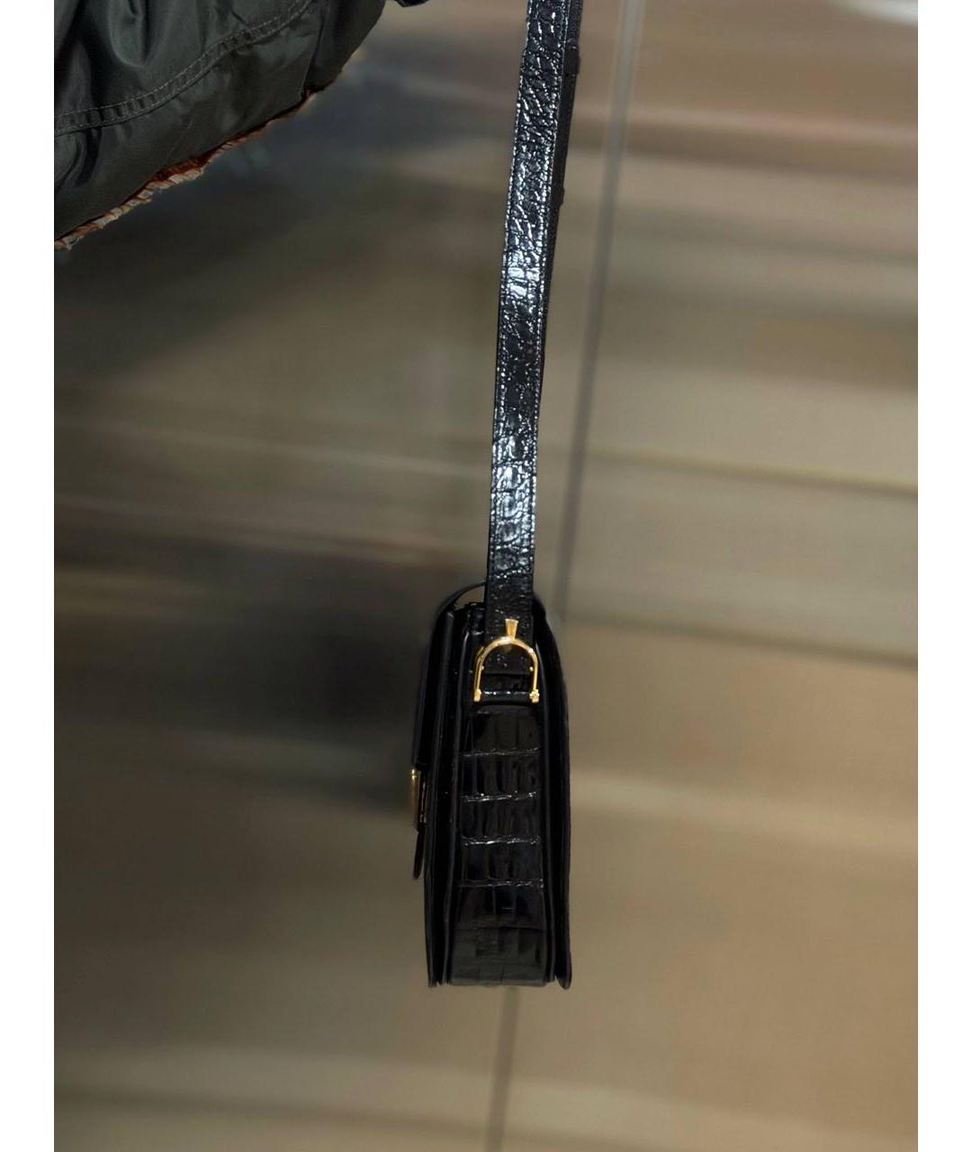 CELINE Черная сумка через плечо из экзотической кожи, фото 4