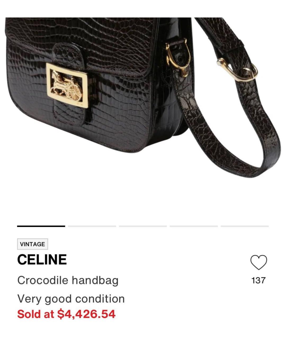 CELINE Черная сумка через плечо из экзотической кожи, фото 7