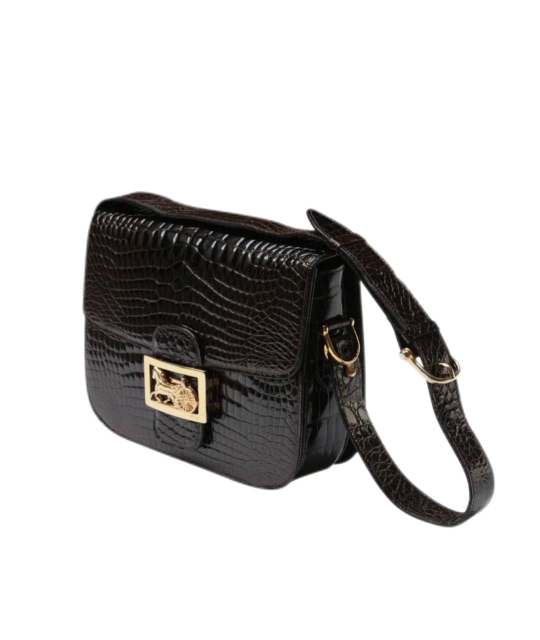 CELINE Черная сумка через плечо из экзотической кожи, фото 8