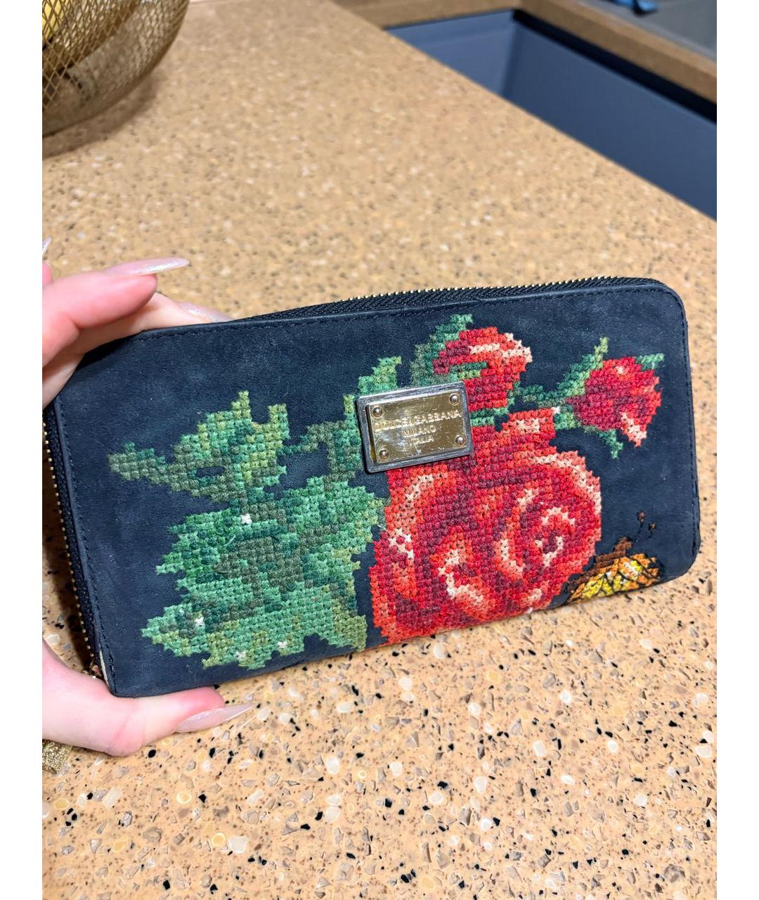 DOLCE&GABBANA Черный замшевый кошелек, фото 7