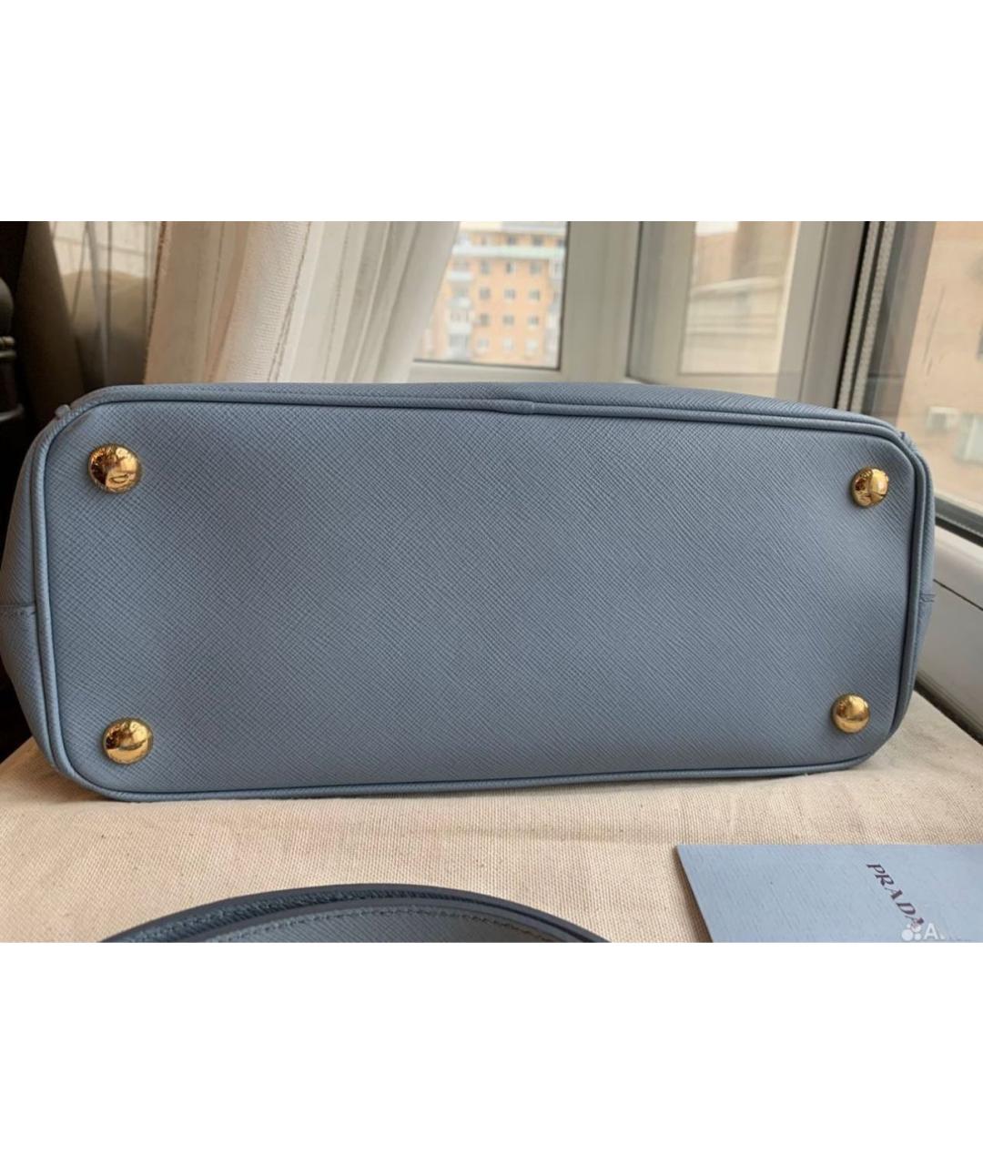 PRADA Голубая кожаная сумка с короткими ручками, фото 7