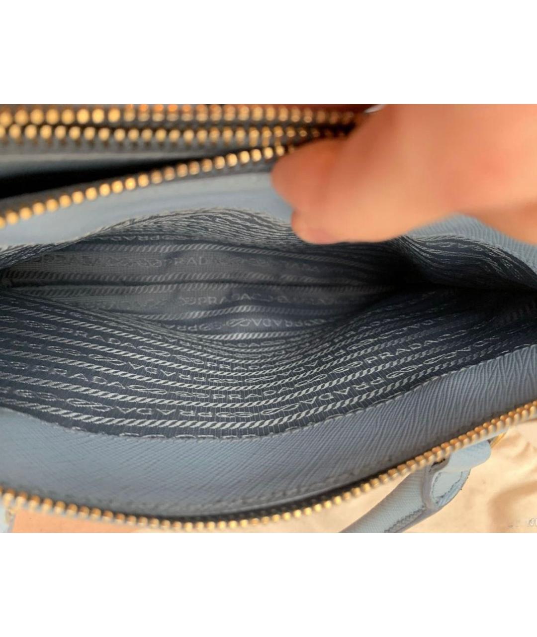 PRADA Голубая кожаная сумка с короткими ручками, фото 4