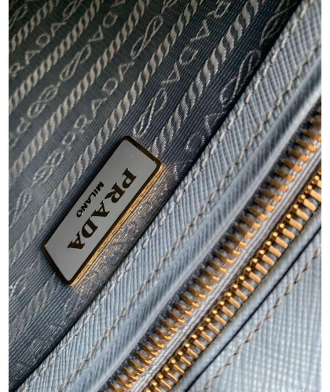 PRADA Голубая кожаная сумка с короткими ручками, фото 6