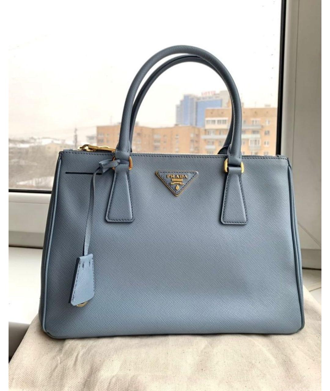 PRADA Голубая кожаная сумка с короткими ручками, фото 2