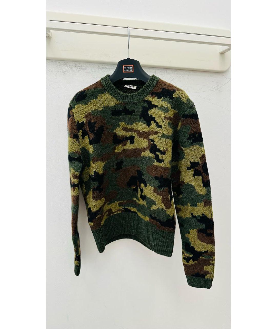 MIU MIU Хаки шерстяной джемпер / свитер, фото 3