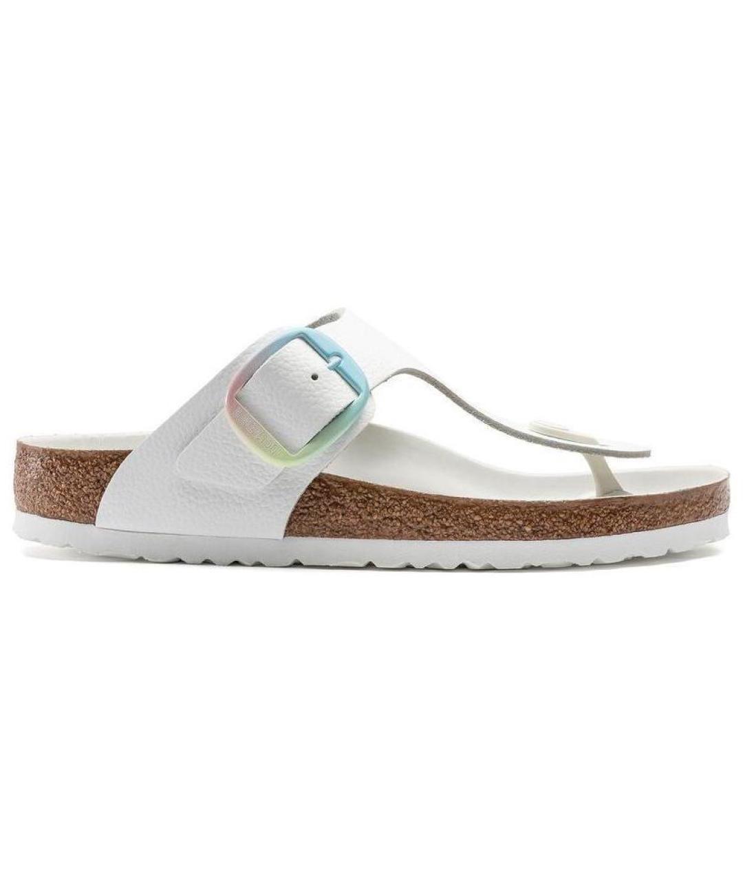 BIRKENSTOCK Белые кожаные шлепанцы, фото 1