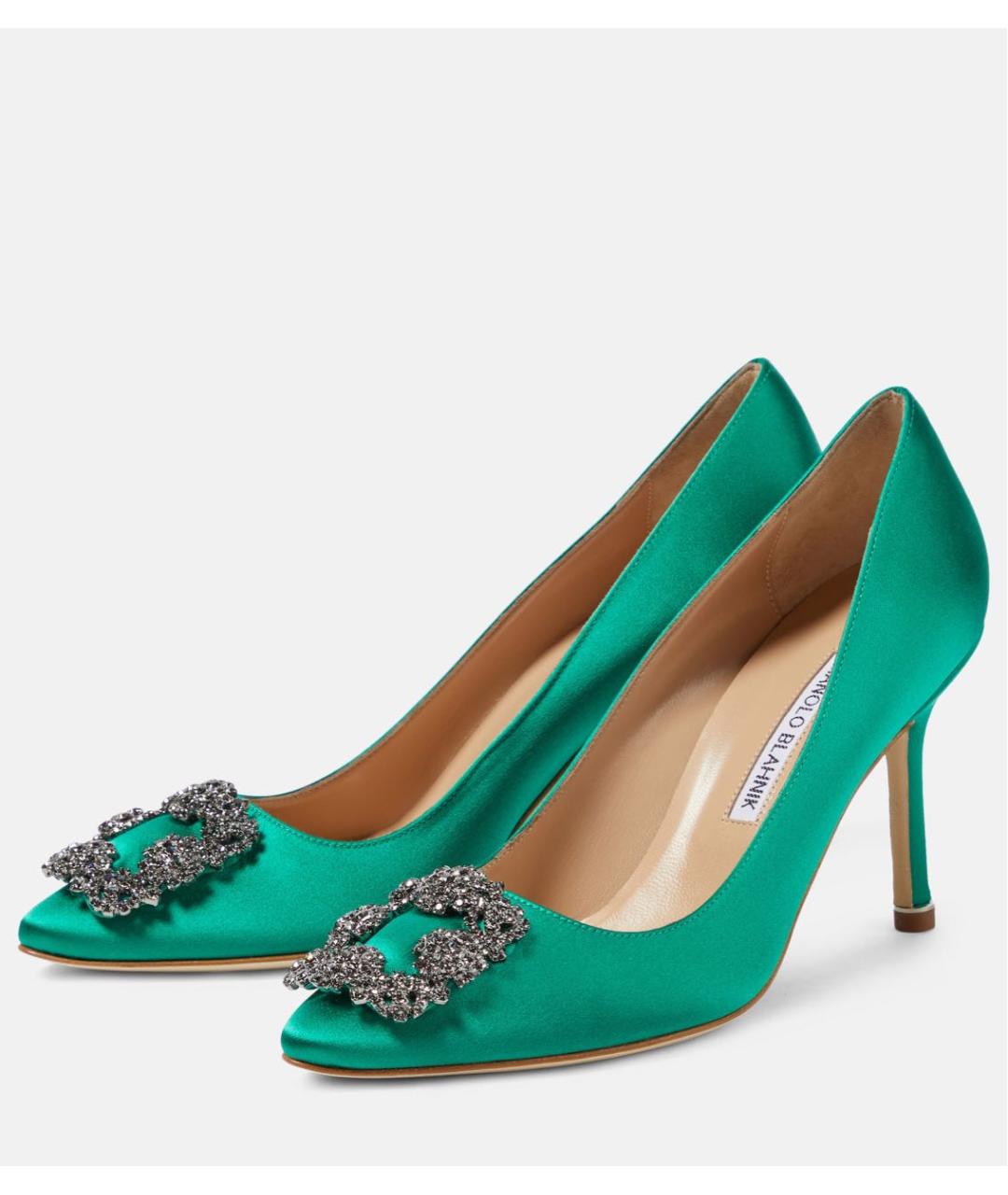 MANOLO BLAHNIK Зеленые текстильные туфли, фото 3