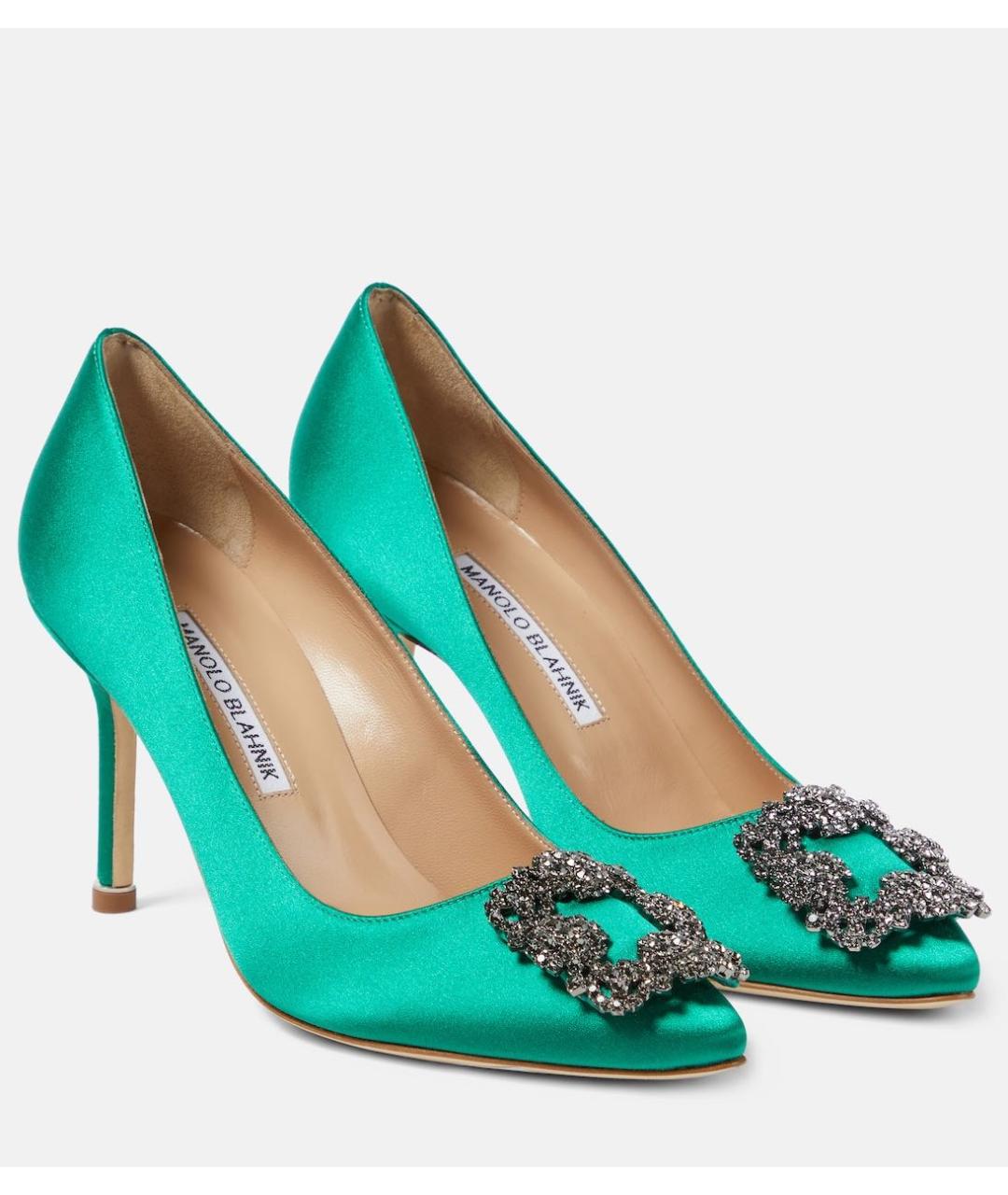 MANOLO BLAHNIK Зеленые текстильные туфли, фото 2