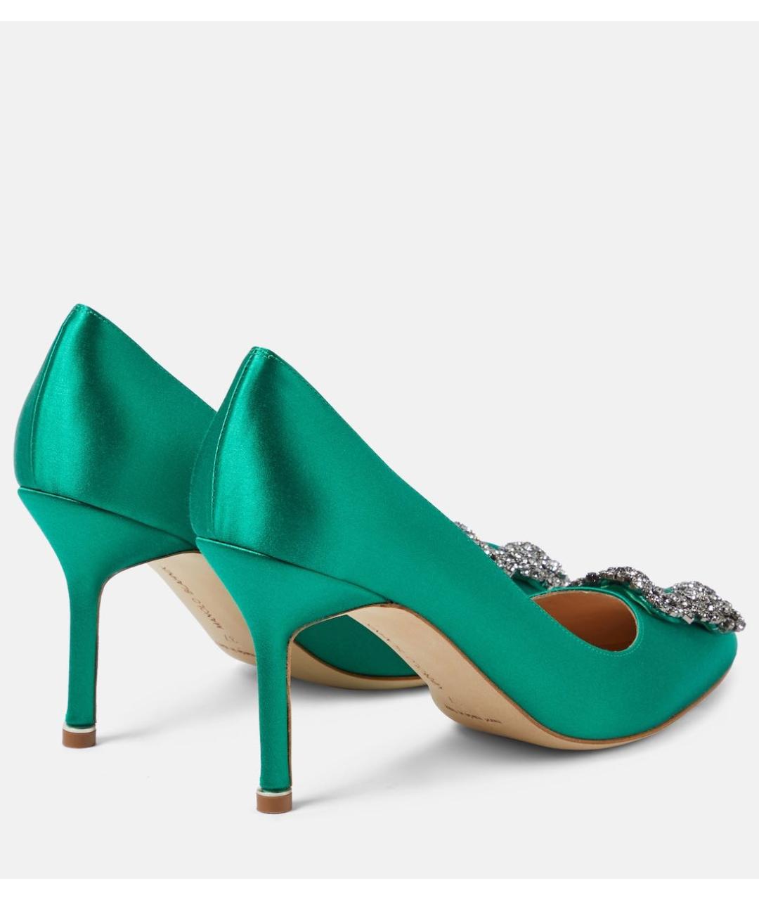 MANOLO BLAHNIK Зеленые текстильные туфли, фото 4