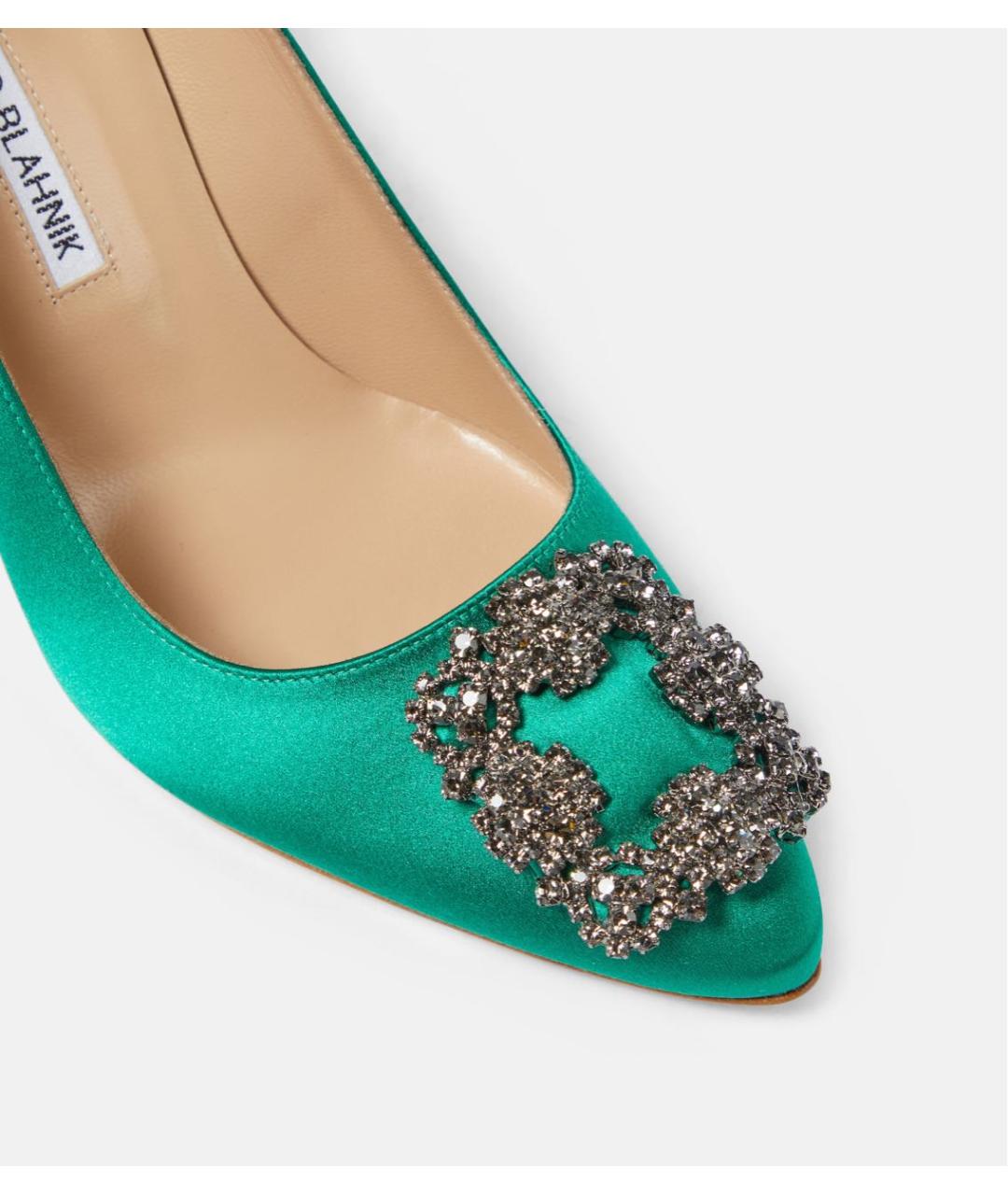 MANOLO BLAHNIK Зеленые текстильные туфли, фото 5