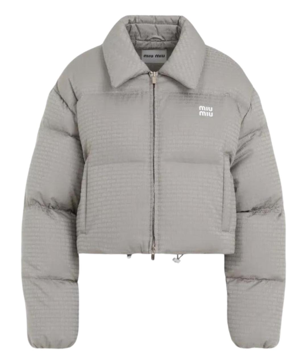 MIU MIU Серый полиэстеровый пуховик, фото 1