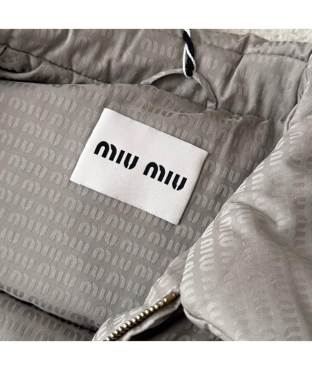 MIU MIU Серый полиэстеровый пуховик, фото 5