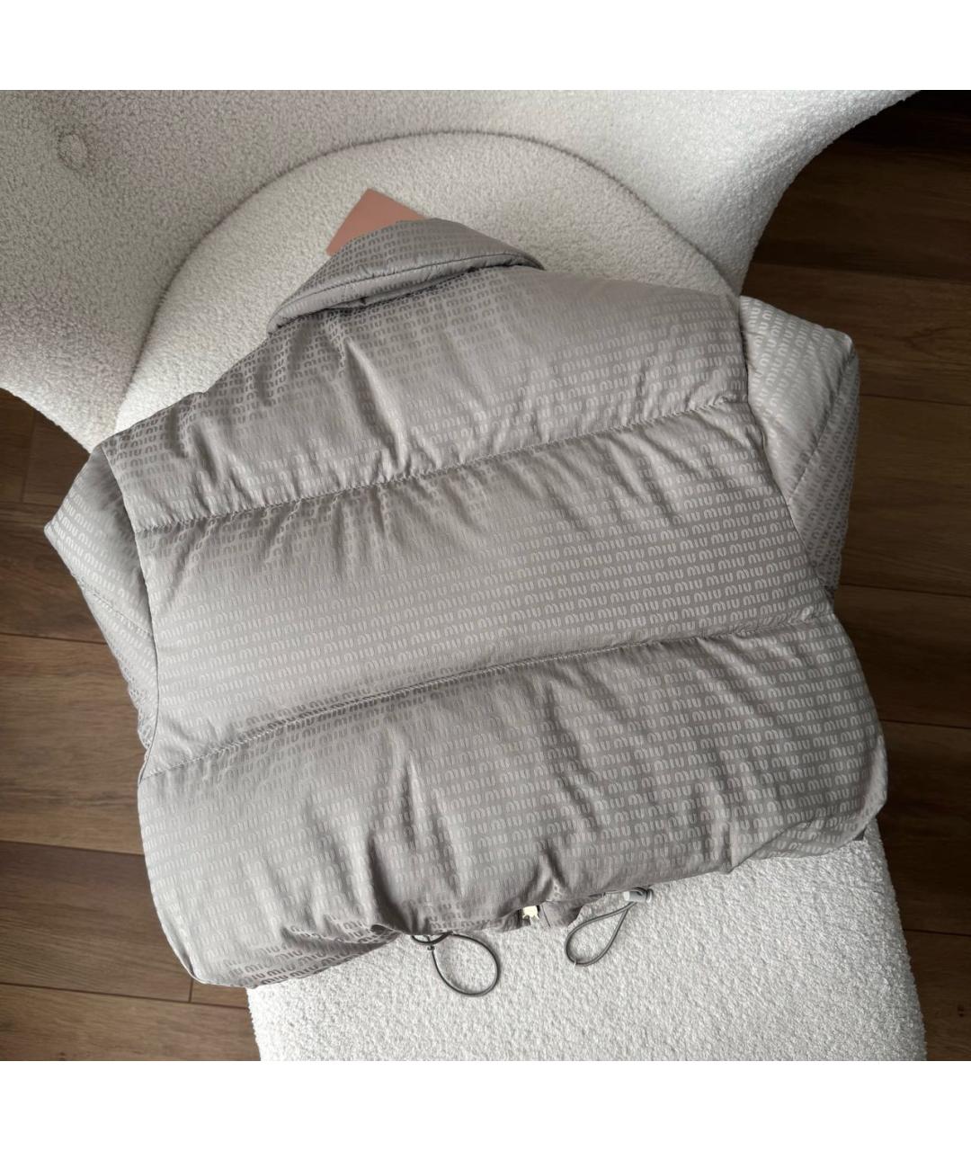 MIU MIU Серый полиэстеровый пуховик, фото 4