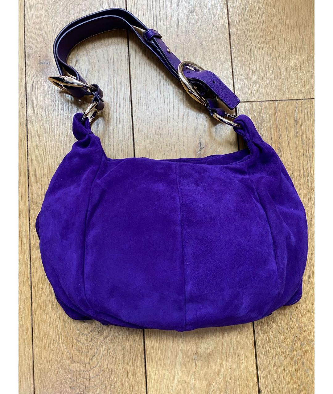 YVES SAINT LAURENT VINTAGE Фиолетовая замшевая сумка через плечо, фото 3