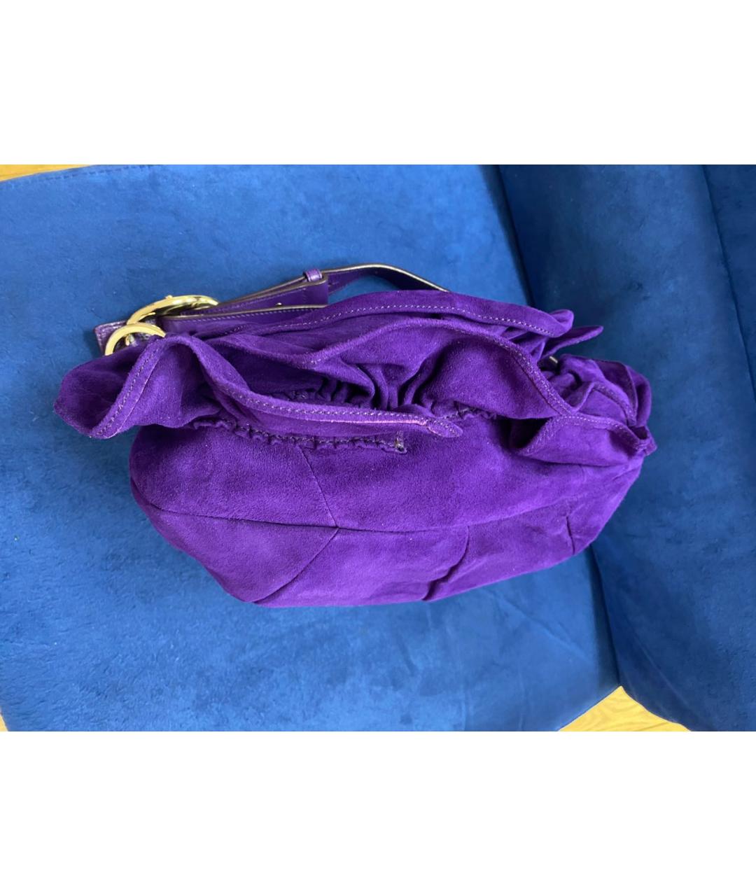 YVES SAINT LAURENT VINTAGE Фиолетовая замшевая сумка через плечо, фото 5