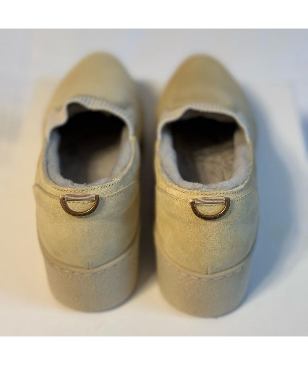 AGNONA Бежевые замшевые лоферы, фото 4