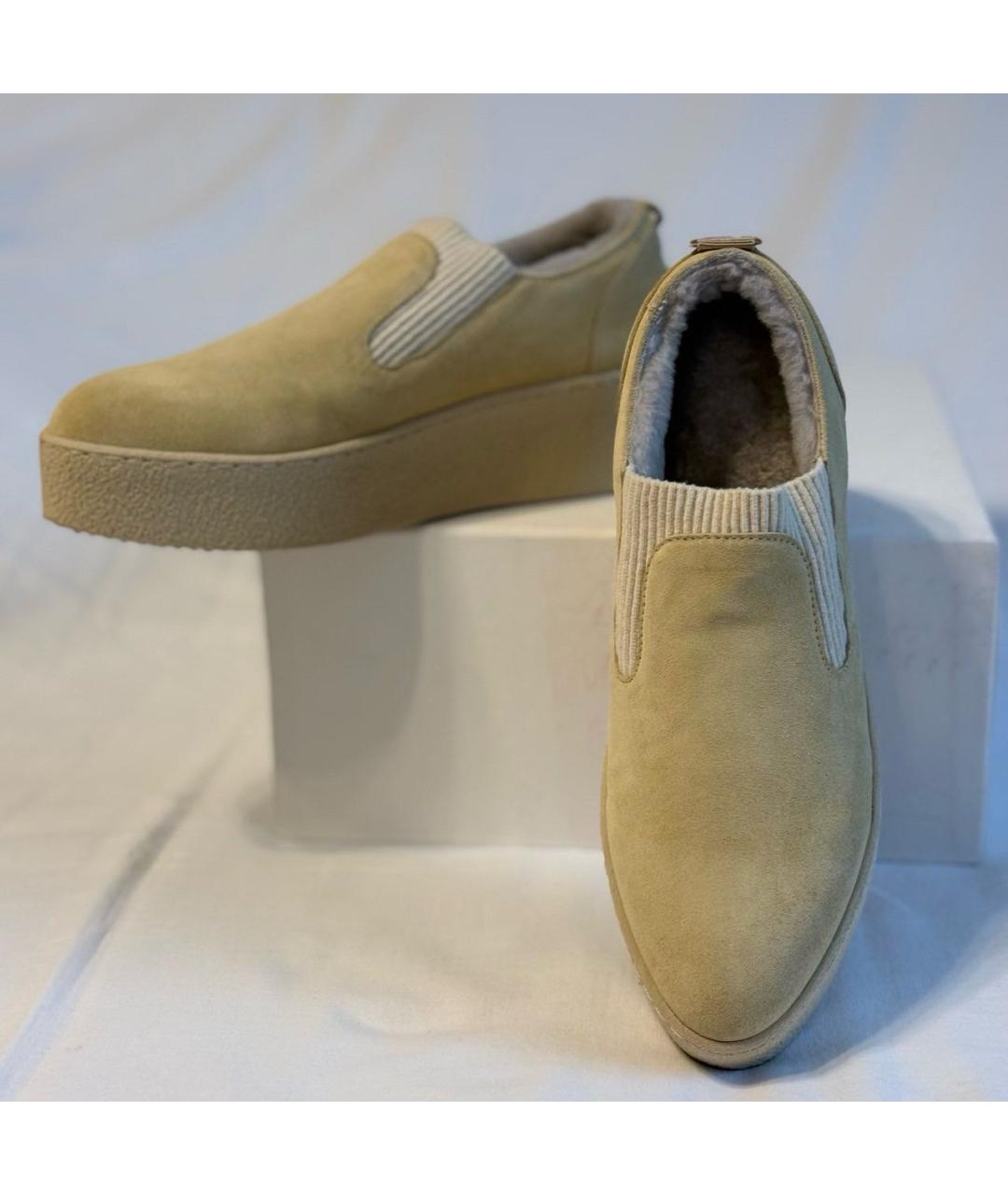 AGNONA Бежевые замшевые лоферы, фото 5