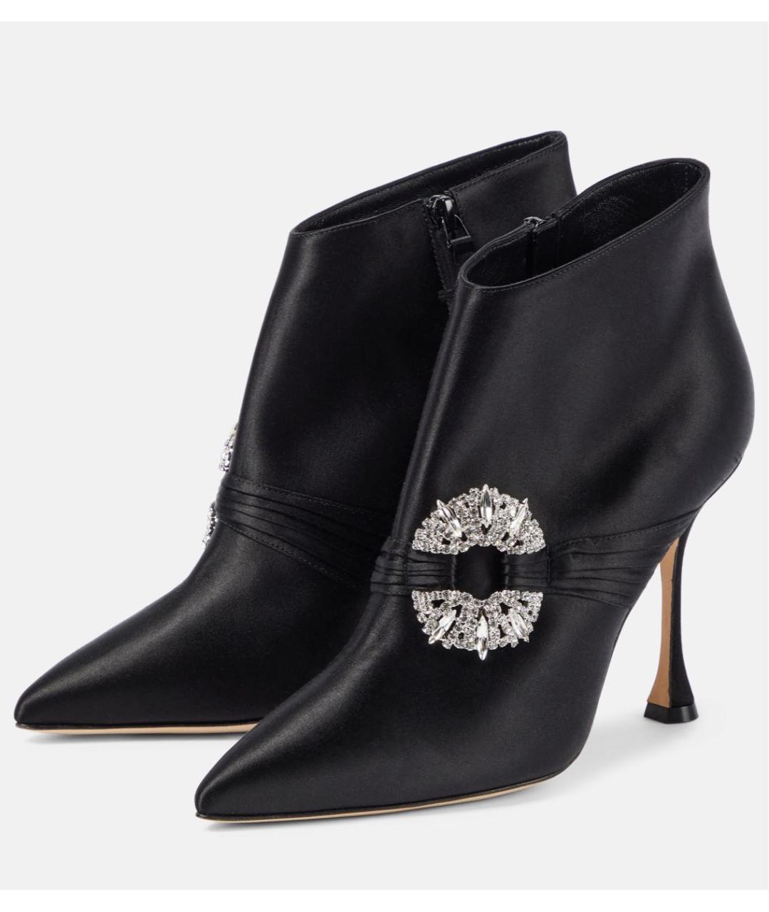 MANOLO BLAHNIK Черные кожаные ботильоны, фото 3