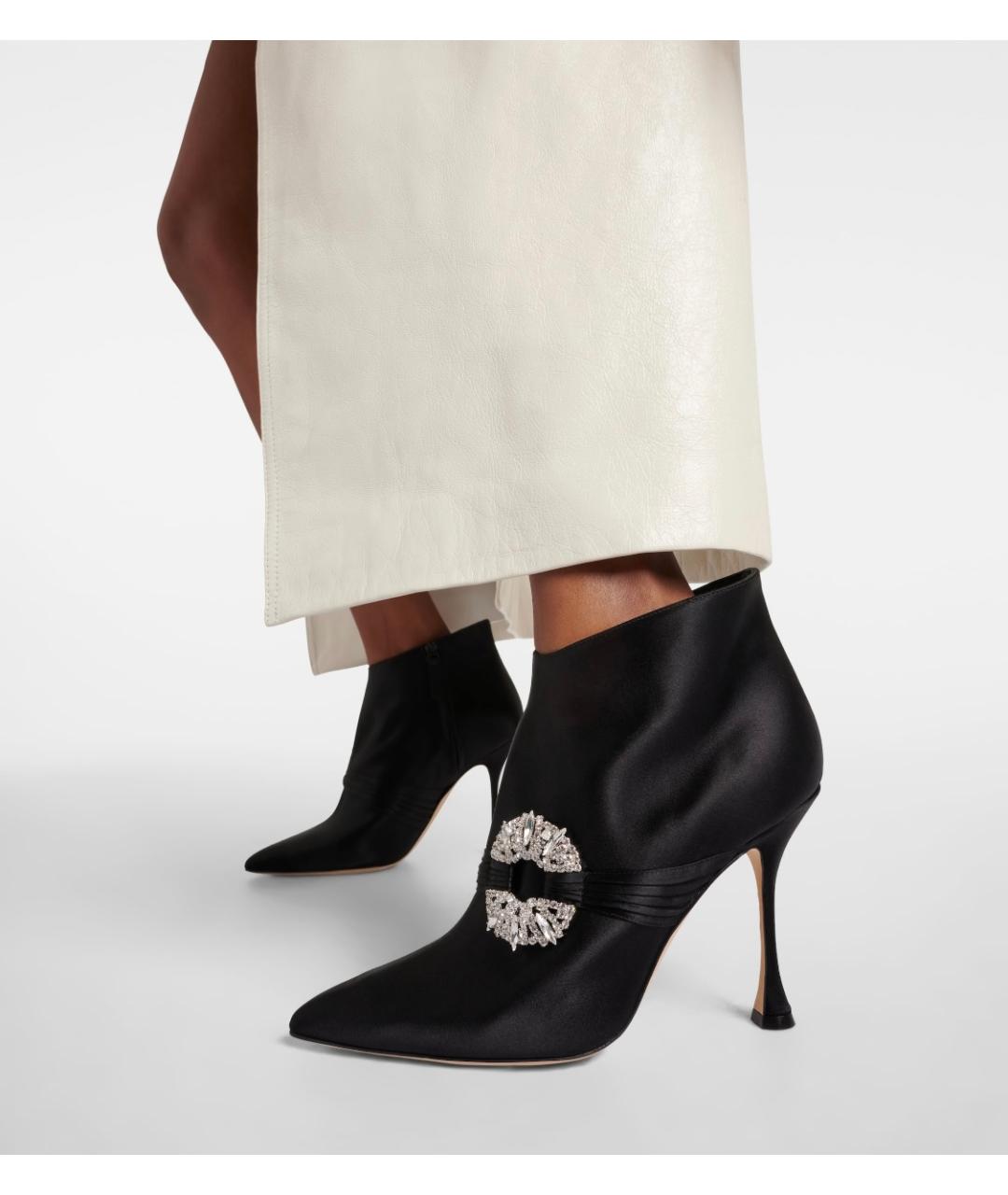 MANOLO BLAHNIK Черные кожаные ботильоны, фото 5