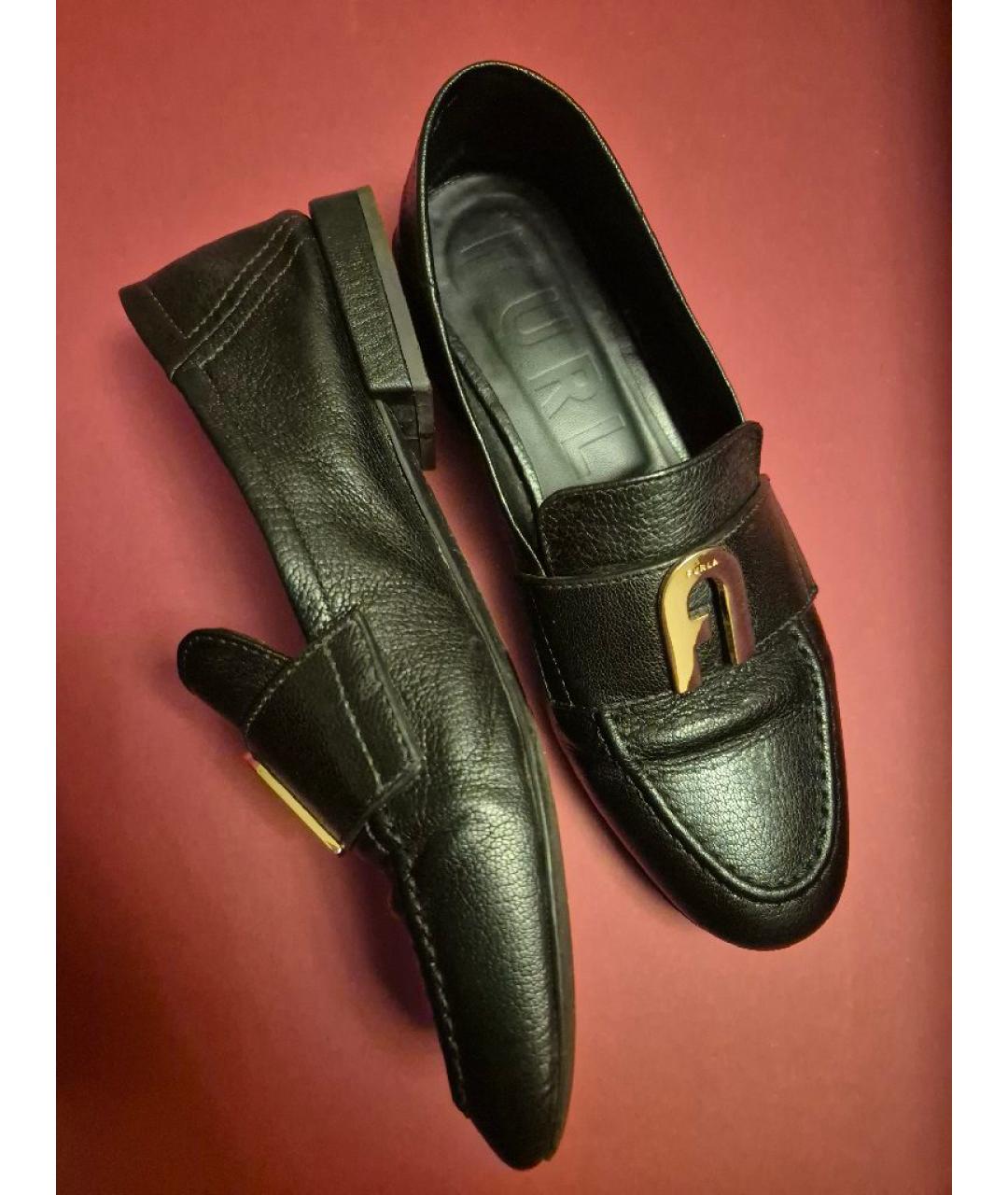 FURLA Черные кожаные лоферы, фото 7