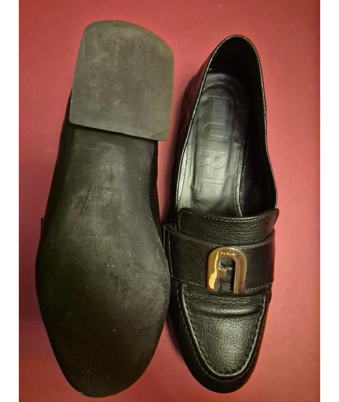 FURLA Черные кожаные лоферы, фото 4