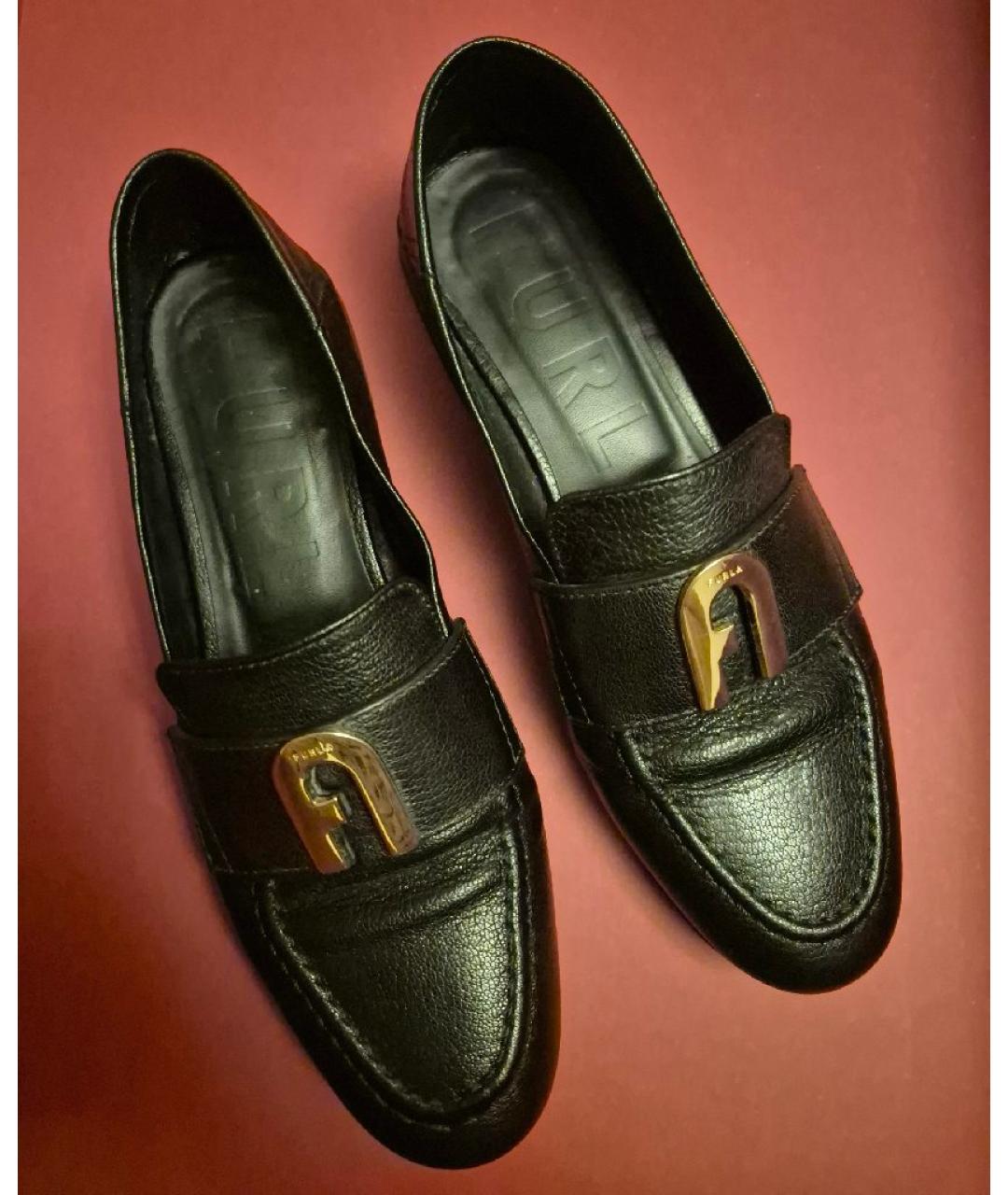 FURLA Черные кожаные лоферы, фото 3