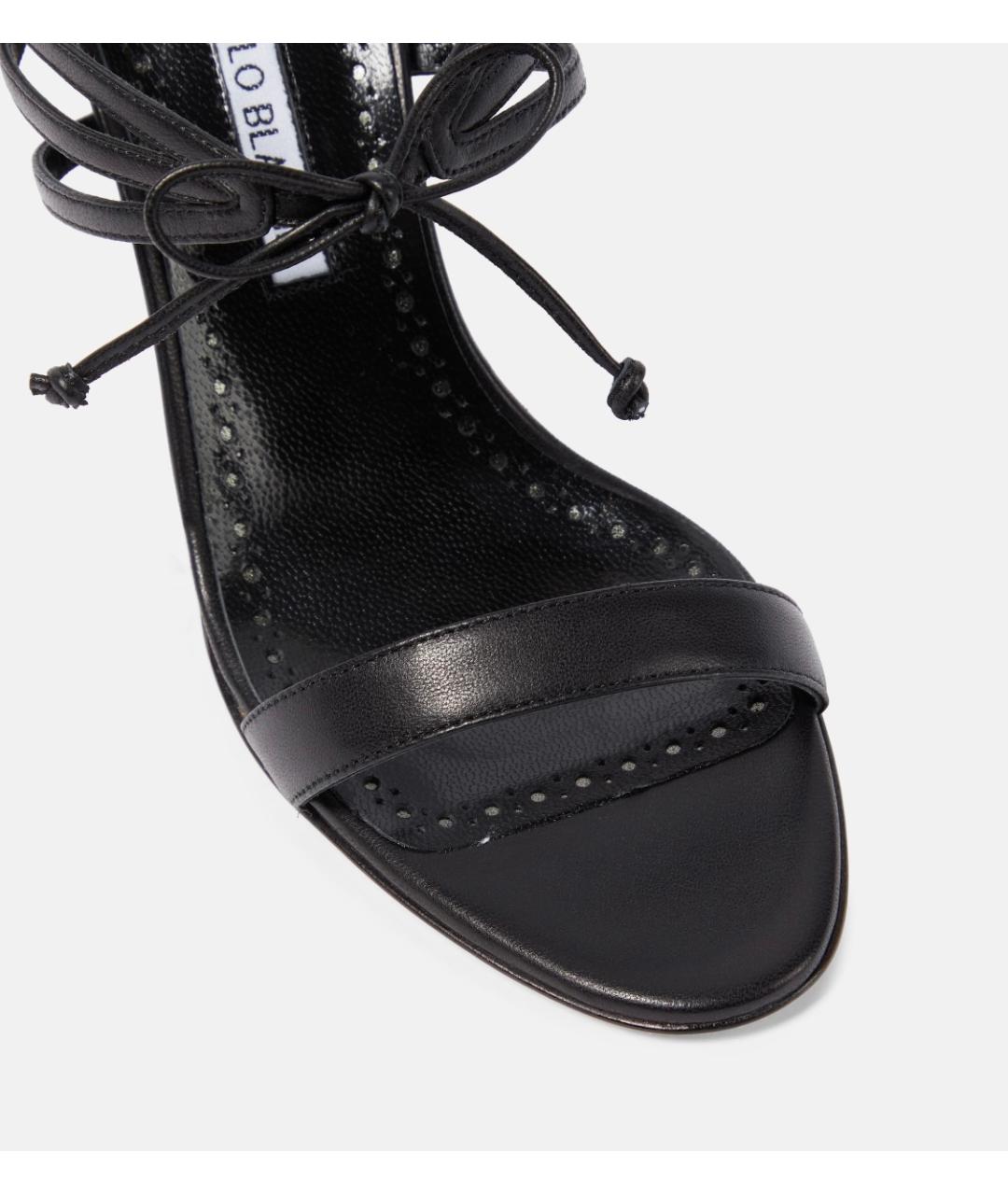 MANOLO BLAHNIK Черные кожаные мюли, фото 6