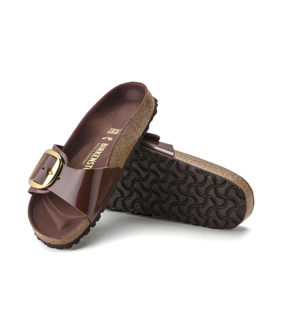 BIRKENSTOCK Коричневые кожаные шлепанцы, фото 5