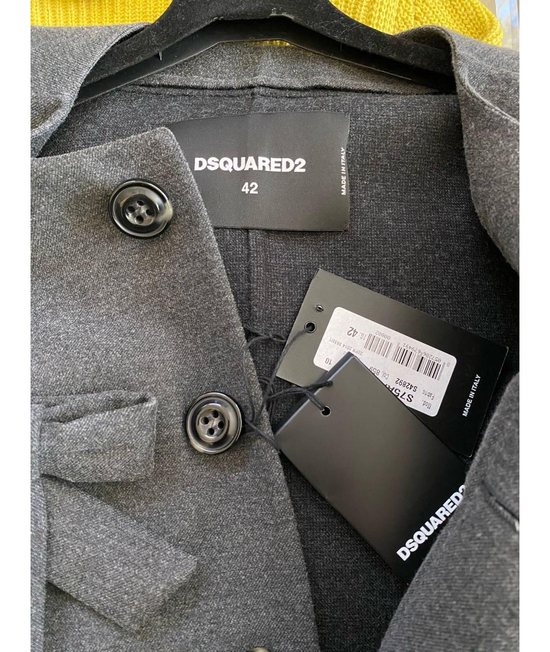 DSQUARED2 Антрацитовое шерстяное пальто, фото 8