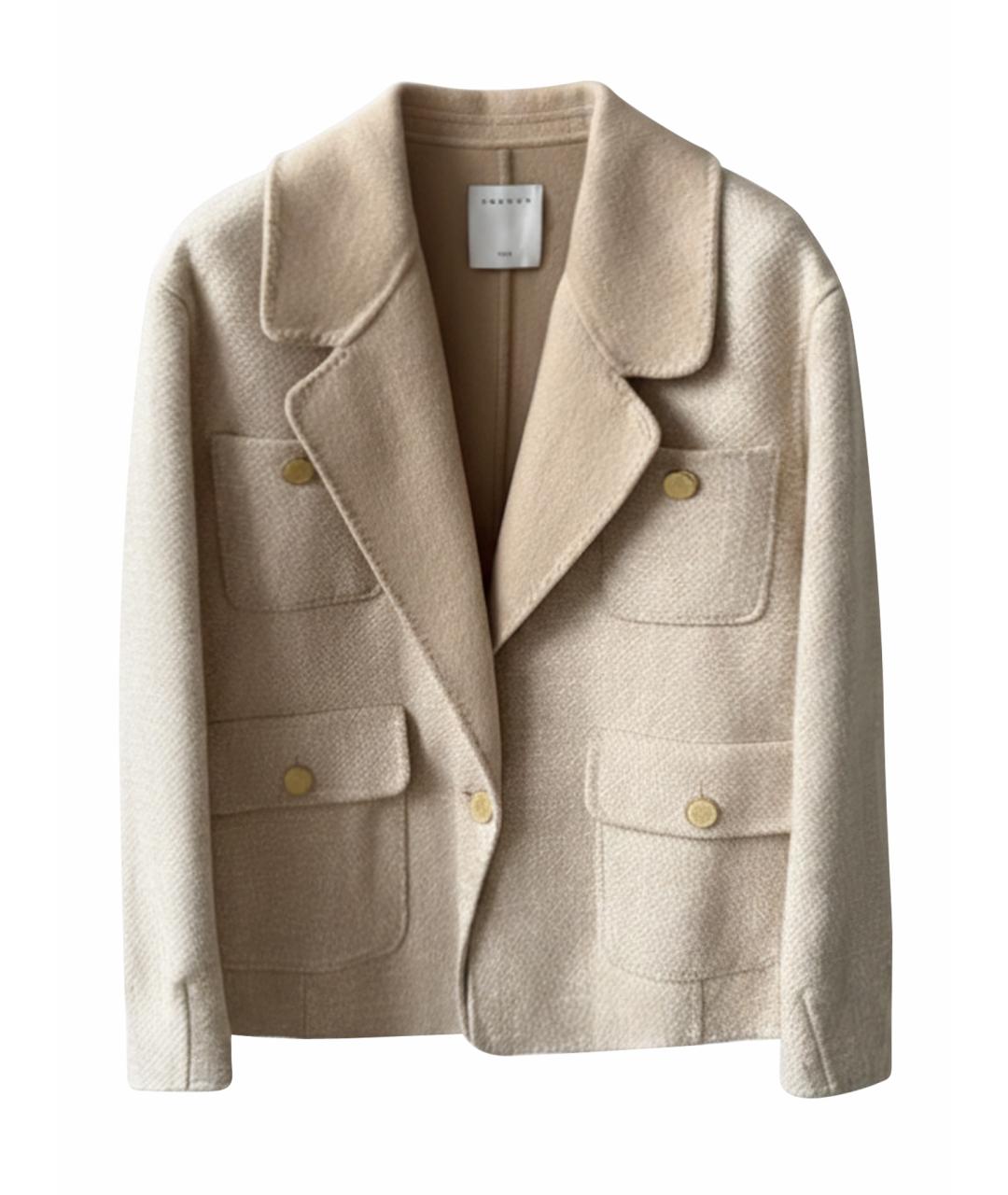 SANDRO Бежевое шерстяное пальто, фото 1