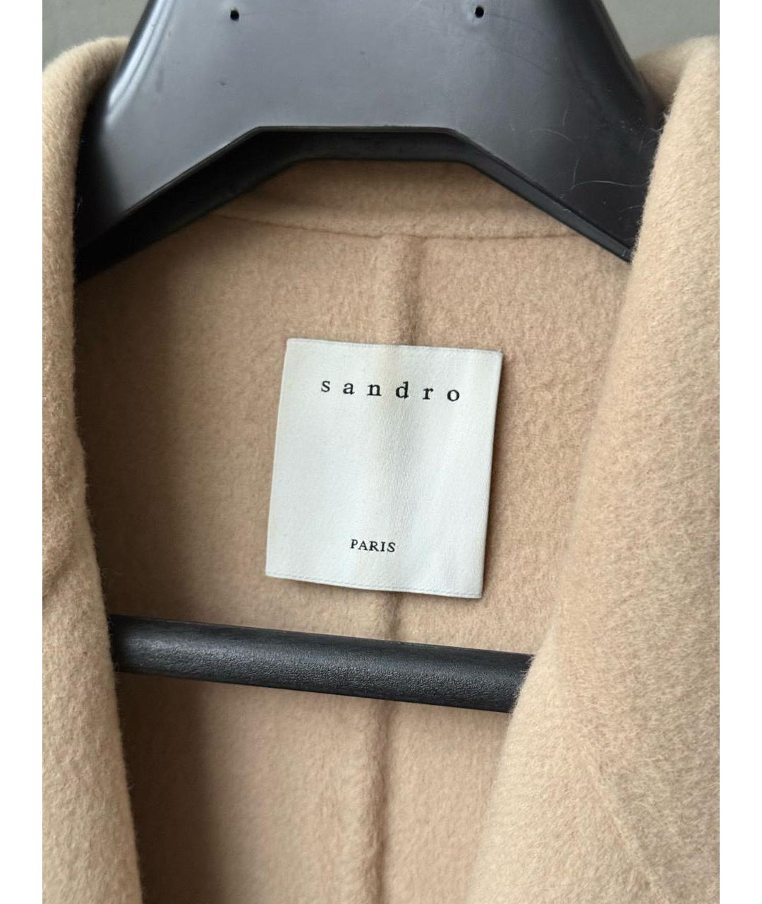 SANDRO Бежевое шерстяное пальто, фото 3