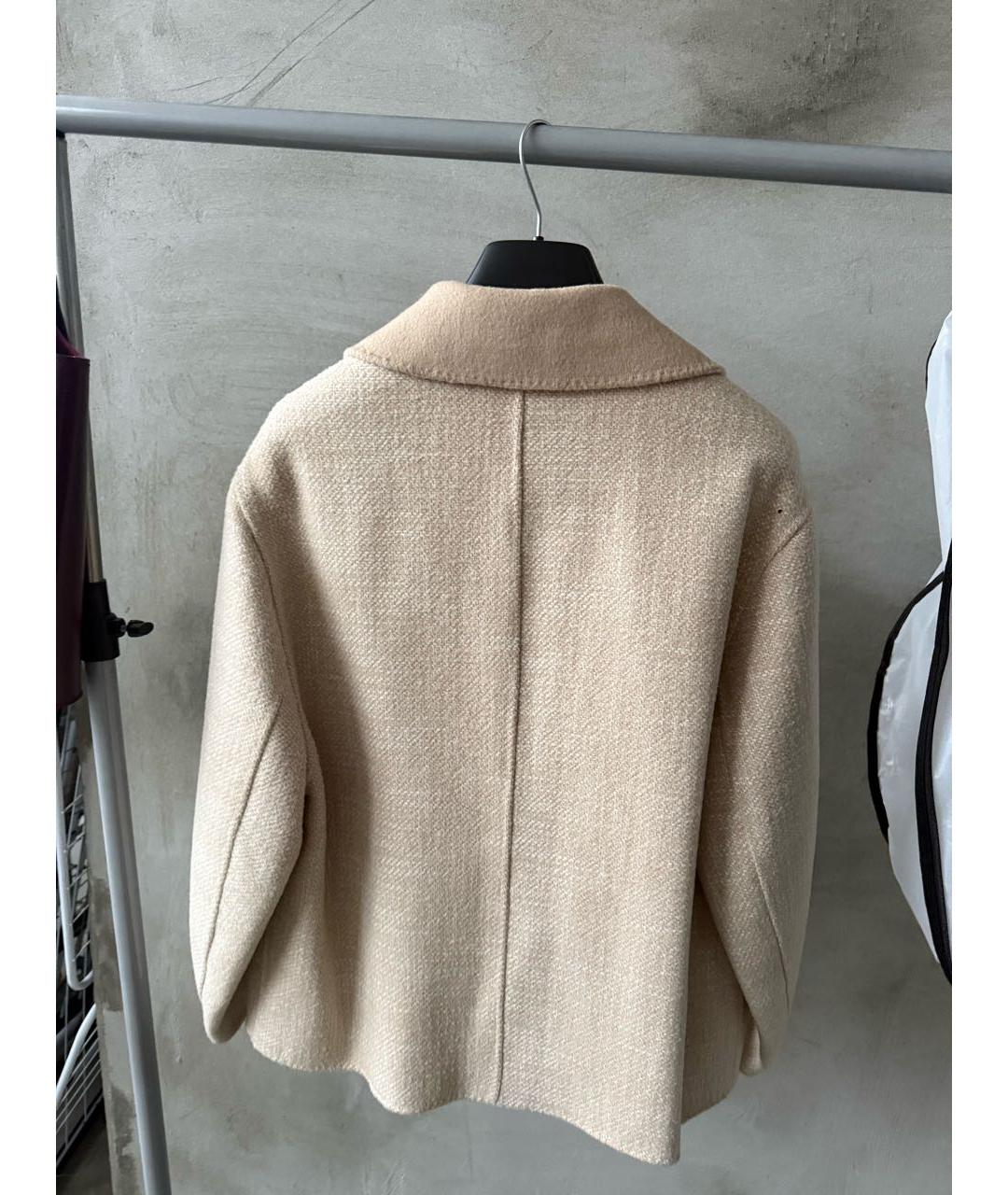 SANDRO Бежевое шерстяное пальто, фото 2