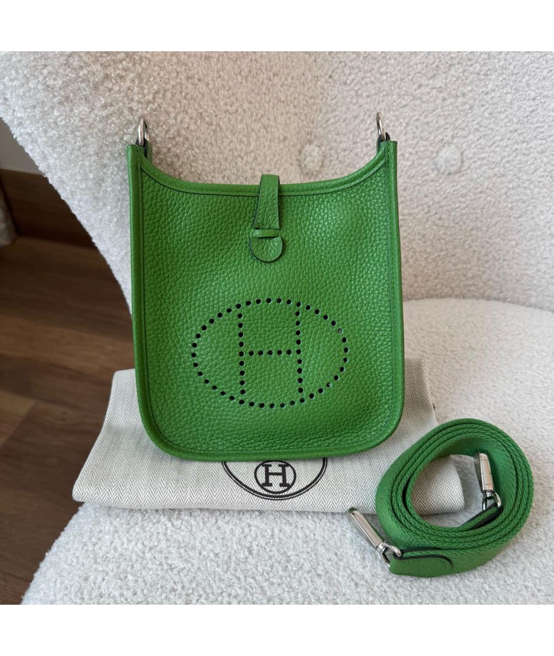 HERMES Зеленая кожаная сумка через плечо, фото 2