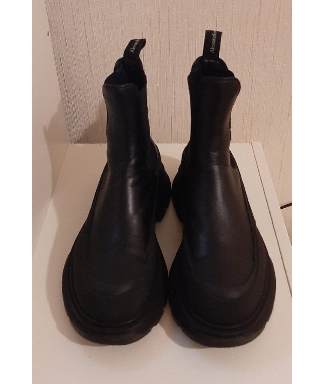 ALEXANDER MCQUEEN Черные кожаные полусапоги, фото 2