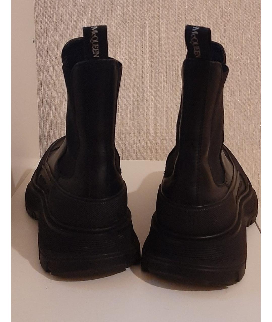 ALEXANDER MCQUEEN Черные кожаные полусапоги, фото 4