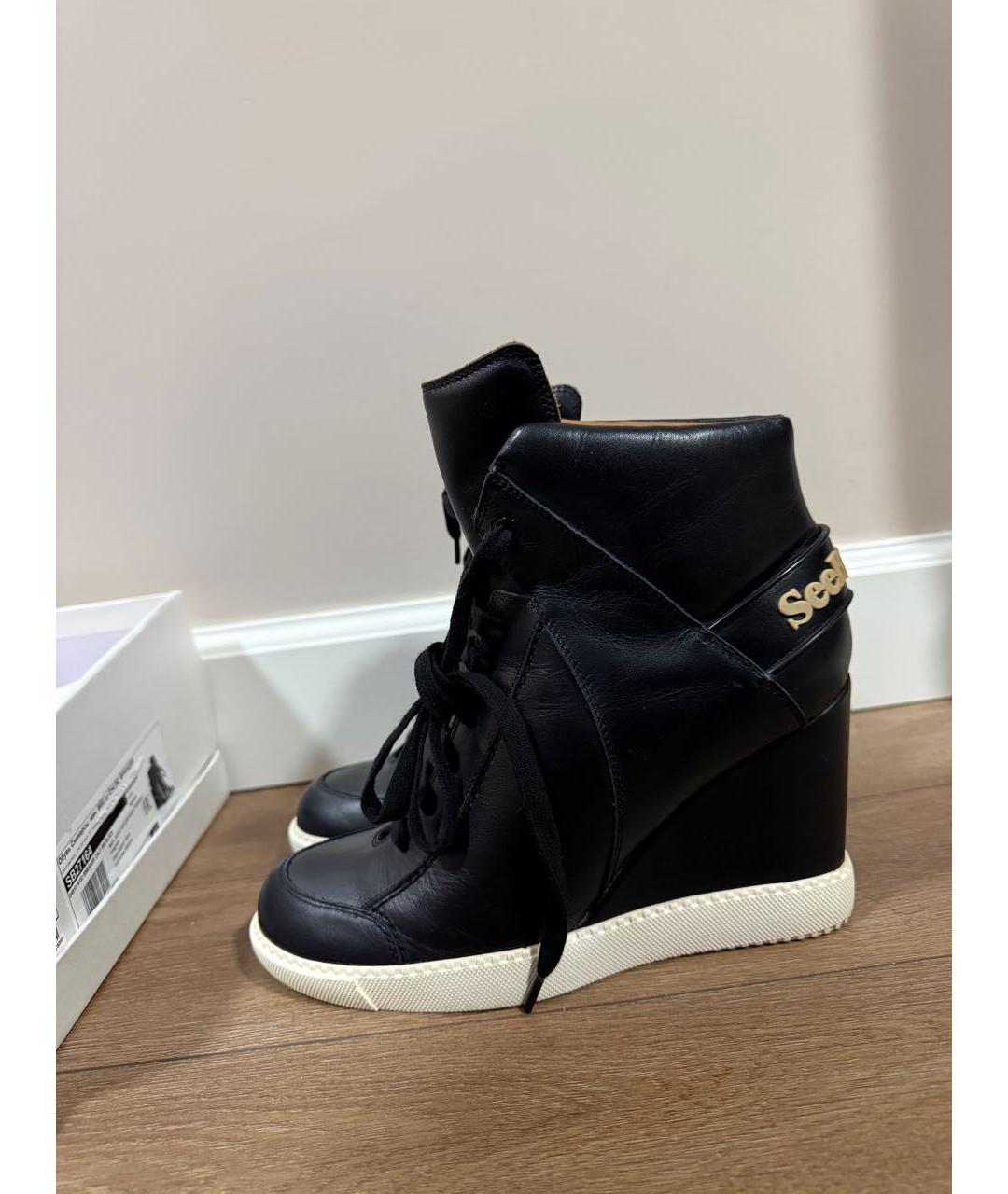 SEE BY CHLOE Черные кожаные ботинки, фото 3